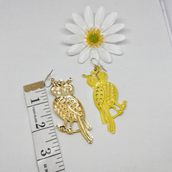 Handmade Rustic Owl Yellow Earrings( Made In Spain - Picture 2 of 4
